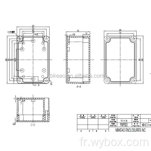 Boîtier étanche en plastique fermé par des vis métalliques boîtier extérieur boîtiers de dérivation de câbles étanches boîtier en plastique réseau